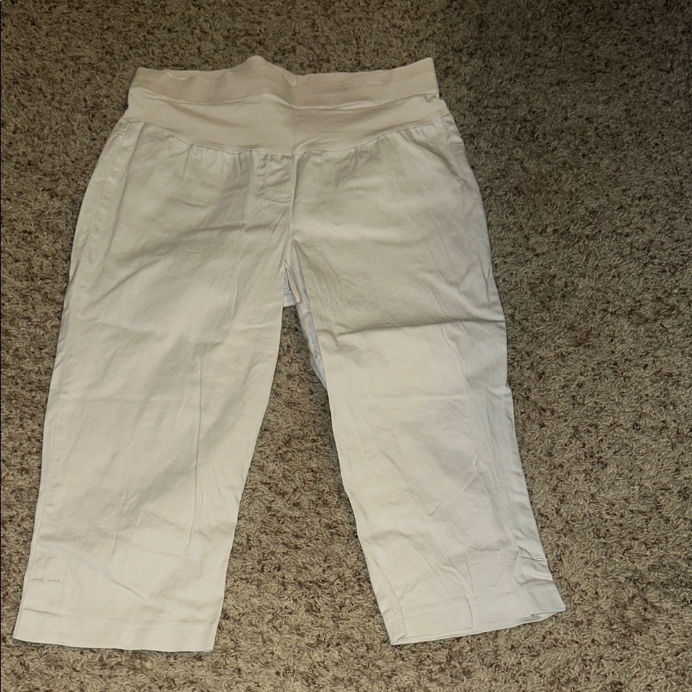 Khaki Maternity Cropped Pants